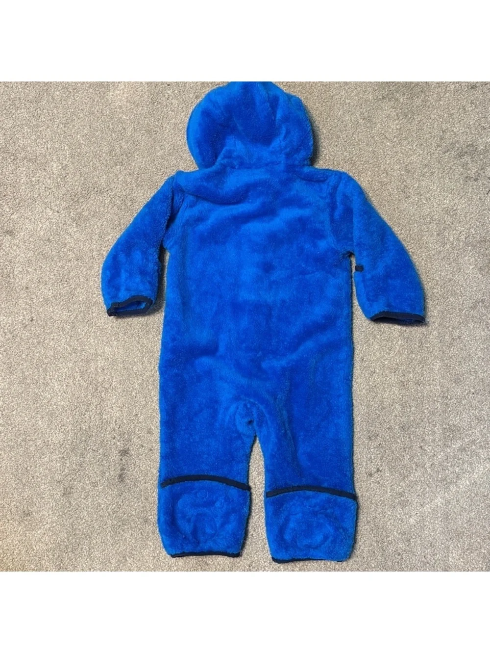 Columbia Royal Blue Plush Hooded Baby Footed One-Piece